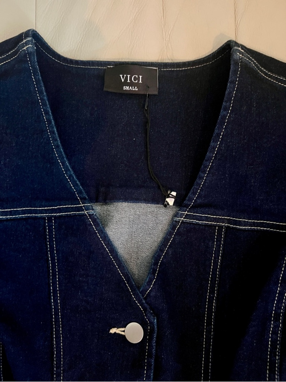 Vici Timko Waist Tie Denim Mini Dress in Dark Blue - Picture 11 of 16